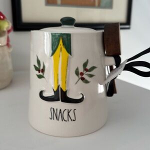 Rae Dunn Elf Snacks Canister with Wooden Spoon NWT